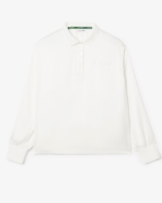 Long Sleeved Oversized Satin Polo Shirt