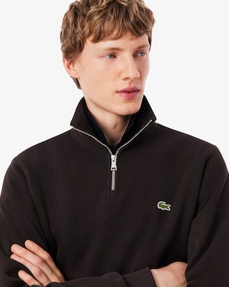 Zip-Up High Neck Interlock Sweatshirt