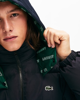 Men's Lacoste LIVE Print Lining Short Reversible Quilted Jacket