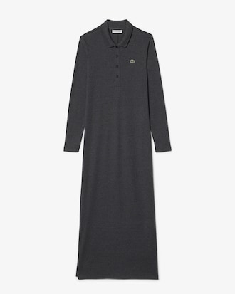 Slim Fit Ribbed Cotton Polo Collar Dress
