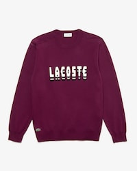 Men's Lacoste 3D Effect Lettering Crew Neck Cotton Blend Sweater
