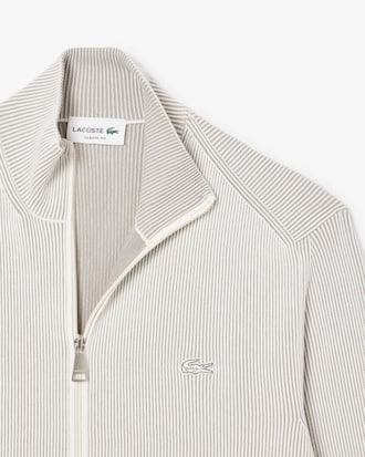 Zipped Cotton Rib Sweater