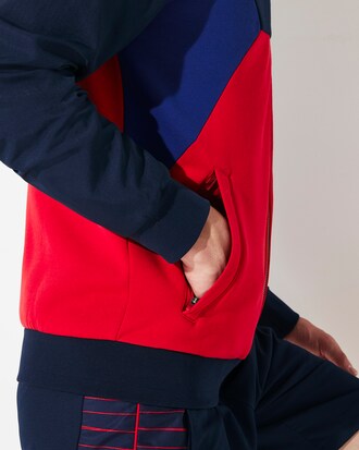 Men's Lacoste SPORT Bi-material Colourblock Zip Tennis Sweatshirt