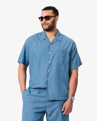Relaxed Fit Open Neck Denim Shirt