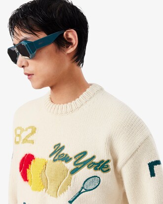 Runway Intarsia Embroidered Motif Sweater