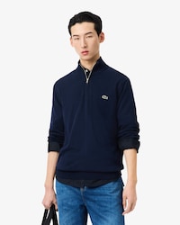 Zipped High Neck Cotton Sweater