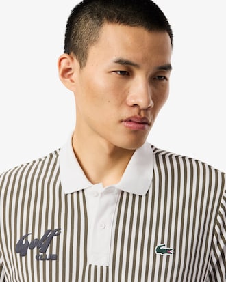 Heat Regulating Striped Golf Polo Shirt