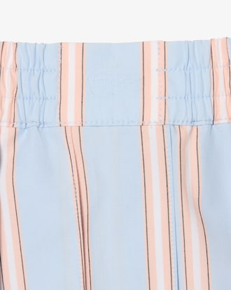Poplin Short Striped Pleated Skirt