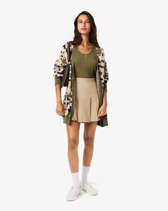 Short Stretch Cotton Pleated Skirt