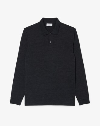 Regular Fit Long Sleeved Wool Polo Shirt