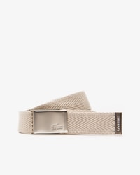 Men's Crocodile Engraved Plate Buckle Woven Fabric Belt