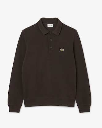 Ribbed Cotton Polo Collar Sweatshirt