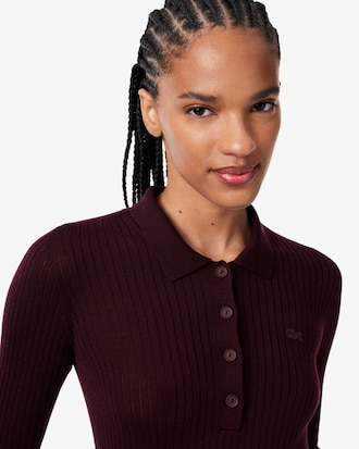 Wool Jersey Polo Collar Sweater