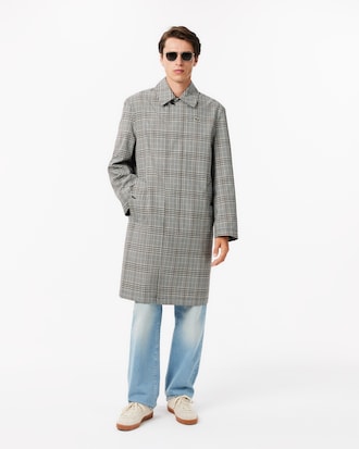 Lightweight Water-Repellent Checked Coat