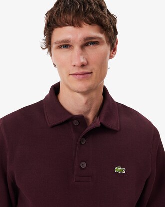 Ribbed Cotton Polo Collar Sweatshirt