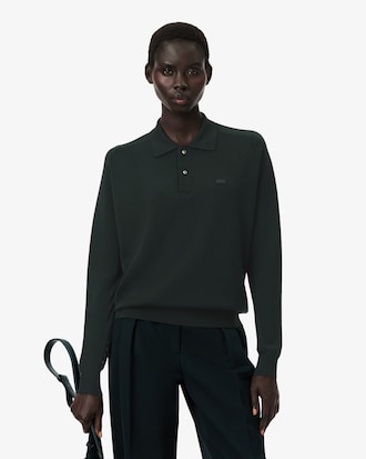 Runway Wool Blend Polo Collar Sweater