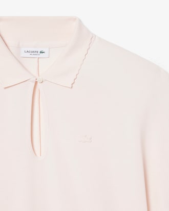 Relaxed Fit Scallop Trim Fluid Piqu&eacute; Polo Shirt