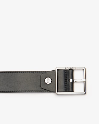 Men's Double Buckle Reversible Satin And Grained Leather Belt