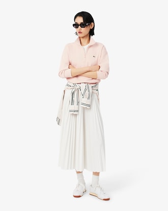 High Neck Zipped Piqu&eacute; Sweatshirt