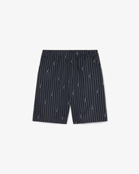 Crocodile Print Stripe Cotton Shorts