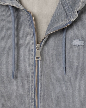 Washed Effect Denim Hooded Jacket