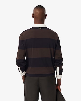 Relaxed Fit Striped Rugby Polo Shirt