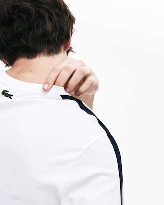 Men's Crew Neck Contrast Bands And Nautical Logo Cotton T-shirt