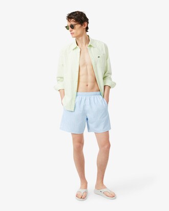 Mid Length Stripe Swim Trunks
