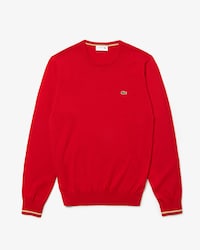 Men's Crew Neck Contrast Accents Cotton Sweater