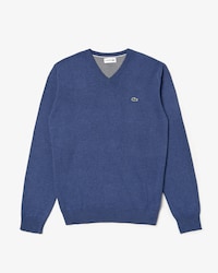 Men's V-neck Caviar Piqu&eacute; Accent Cotton Jersey Sweater