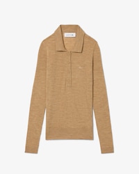 3D Knit Merino Wool Polo Collar Sweater
