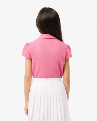 Scalloped Collar Mini Piqué Polo Shirt