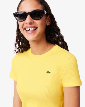 Slim Fit Ribbed Cotton T-shirt