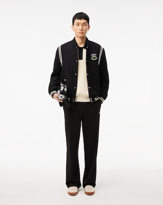 Wool Contrast Badge Varsity Jacket