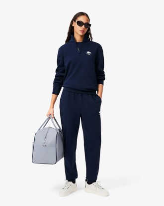 High Neck Zip-Up Print Sweatshirt
