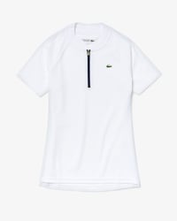 Women's Lacoste SPORT Zip Banana Neck Breathable Bi-material Golf Polo Shirt