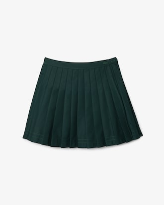 Contrast Topstitched Pleated Skirt
