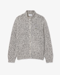 Zipped Mercerized Wool Knit Sweater