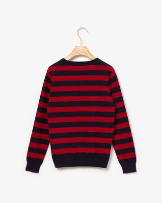 Boys' Crew Neck Striped Cashmere And Cotton Sweater