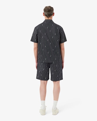 Crocodile Print Stripe Cotton Shorts