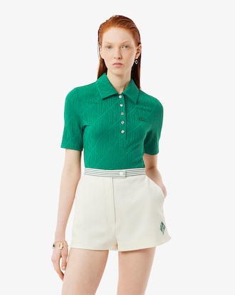 Runway Slim Fit Monogram Jacquard Polo