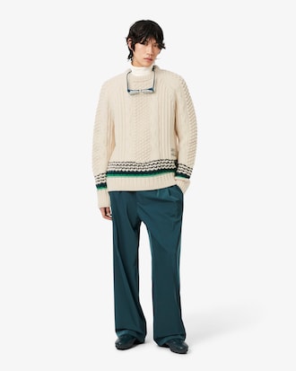 Runway Embroidered Textured Wool Sweater