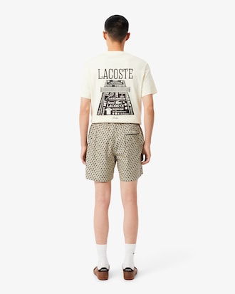 Relaxed Fit Printed Cotton Blend Shorts