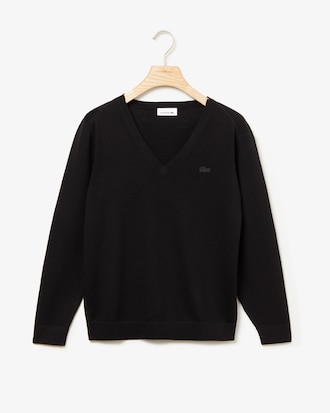 Women's Notched V-neck Wool Sweater