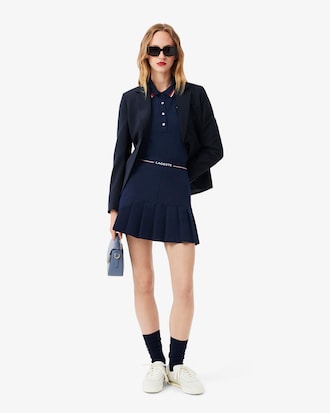 Short Pleated Wool Blend Skirt