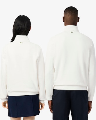 High Neck Zip-Up Print Sweatshirt