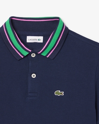 Stripe Collar Petit Piqué Polo Shirt