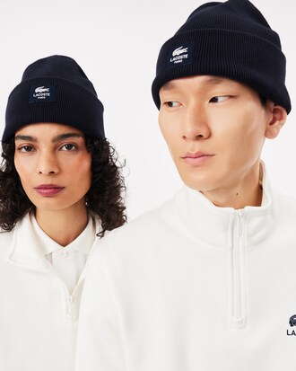 Ribbed Cotton Badge Beanie