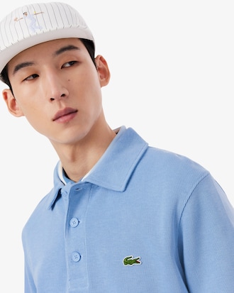 Ribbed Cotton Polo Collar Sweatshirt