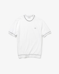 Men's Crew Neck Contrast Piped Cotton Petit Piqu&eacute; T-shirt